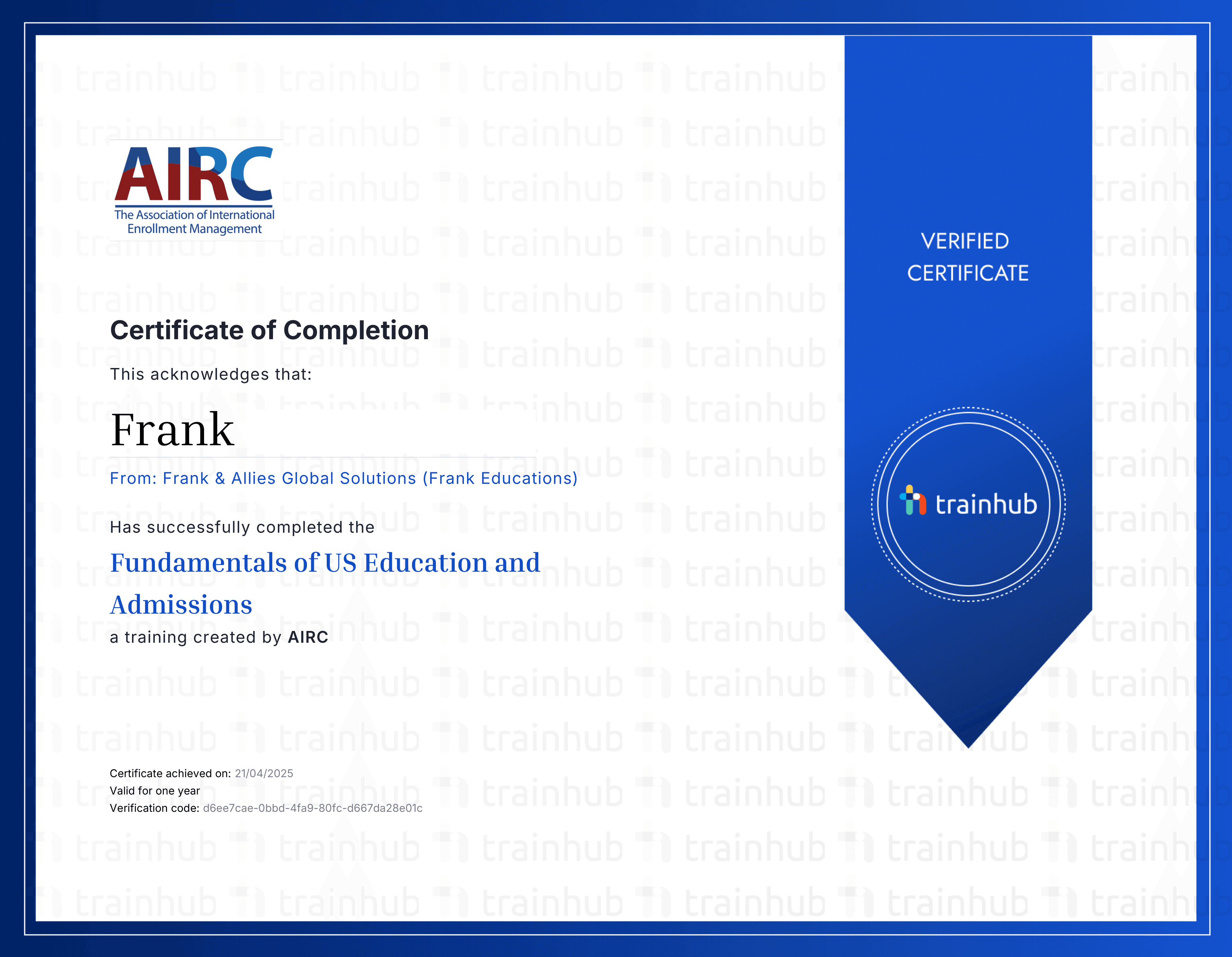 AIRC International Certification